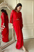 Red Embroidered Fusion Drape Skirt Set